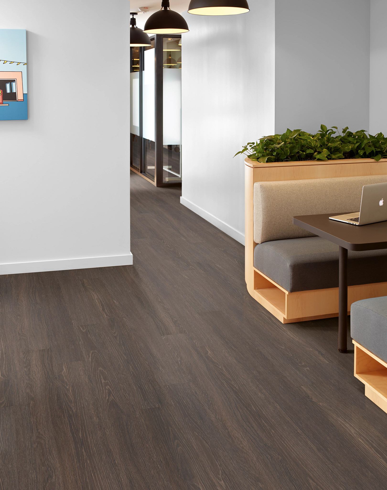 Heath flooring, shown in a room