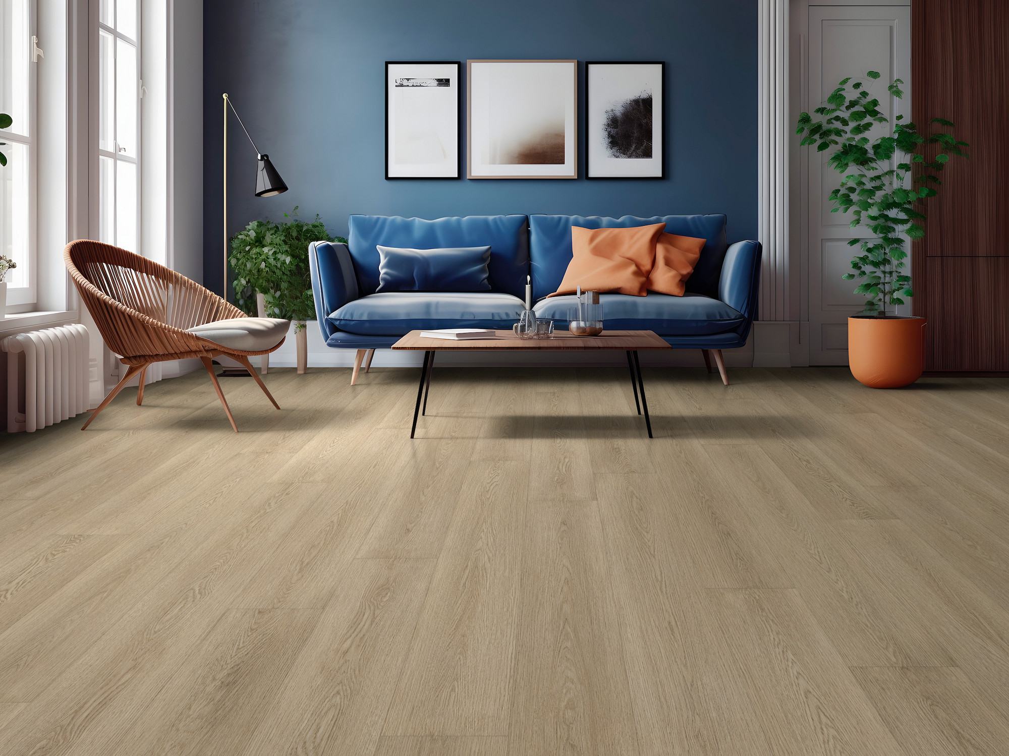 Light Roast flooring, shown in a room