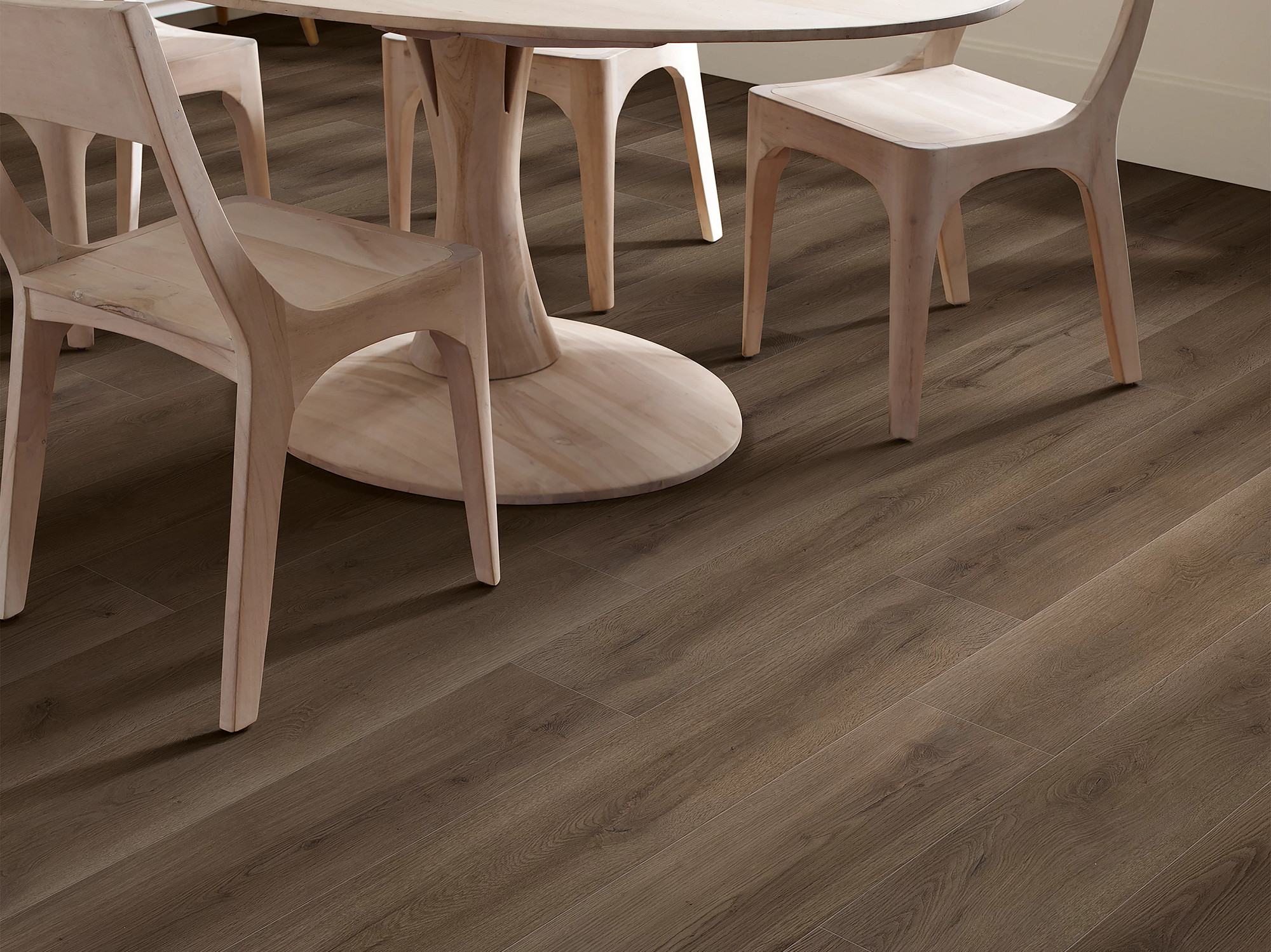 Frontier Brown flooring, shown in a room