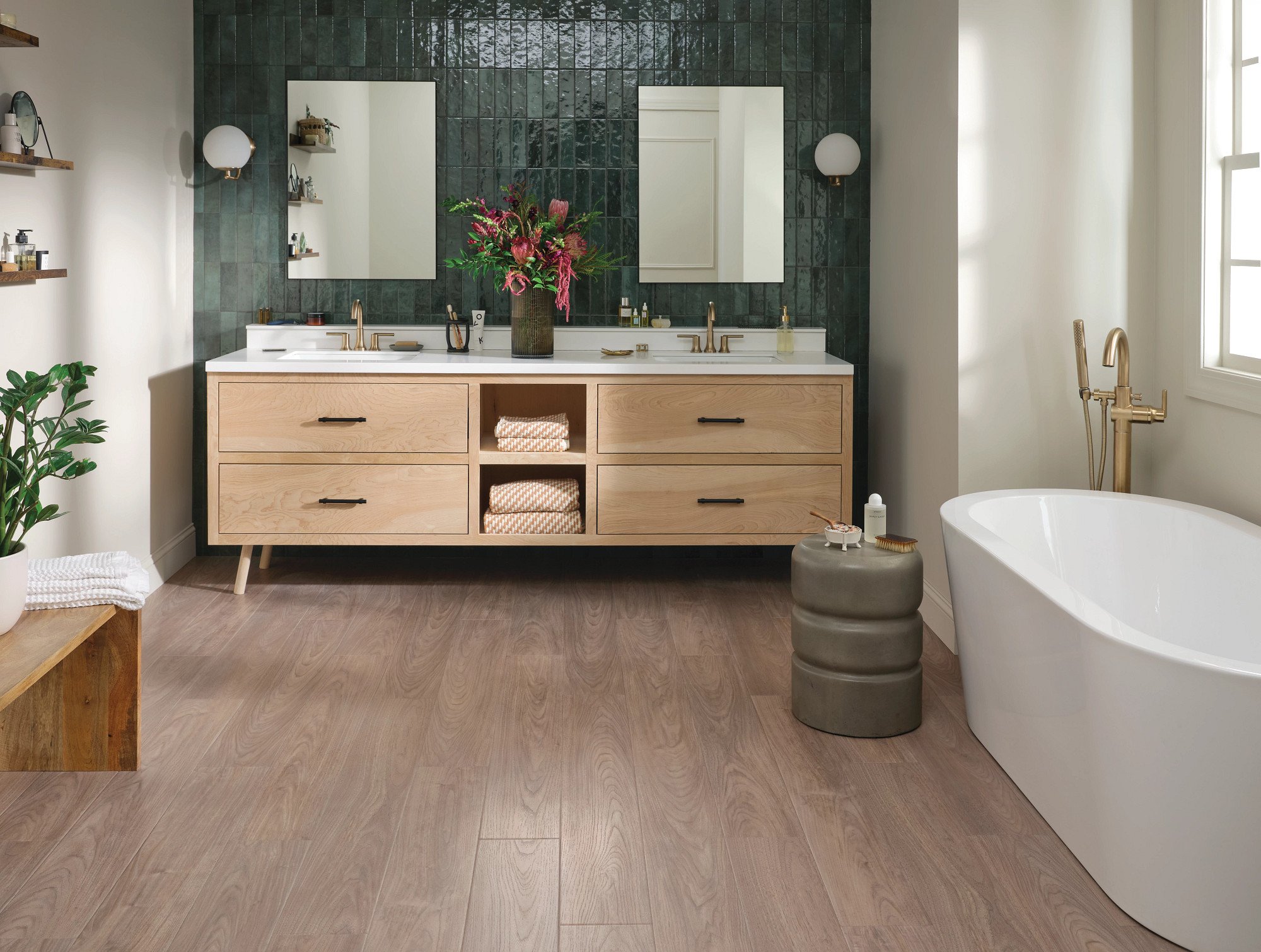 Feather Walnut flooring, shown in a room