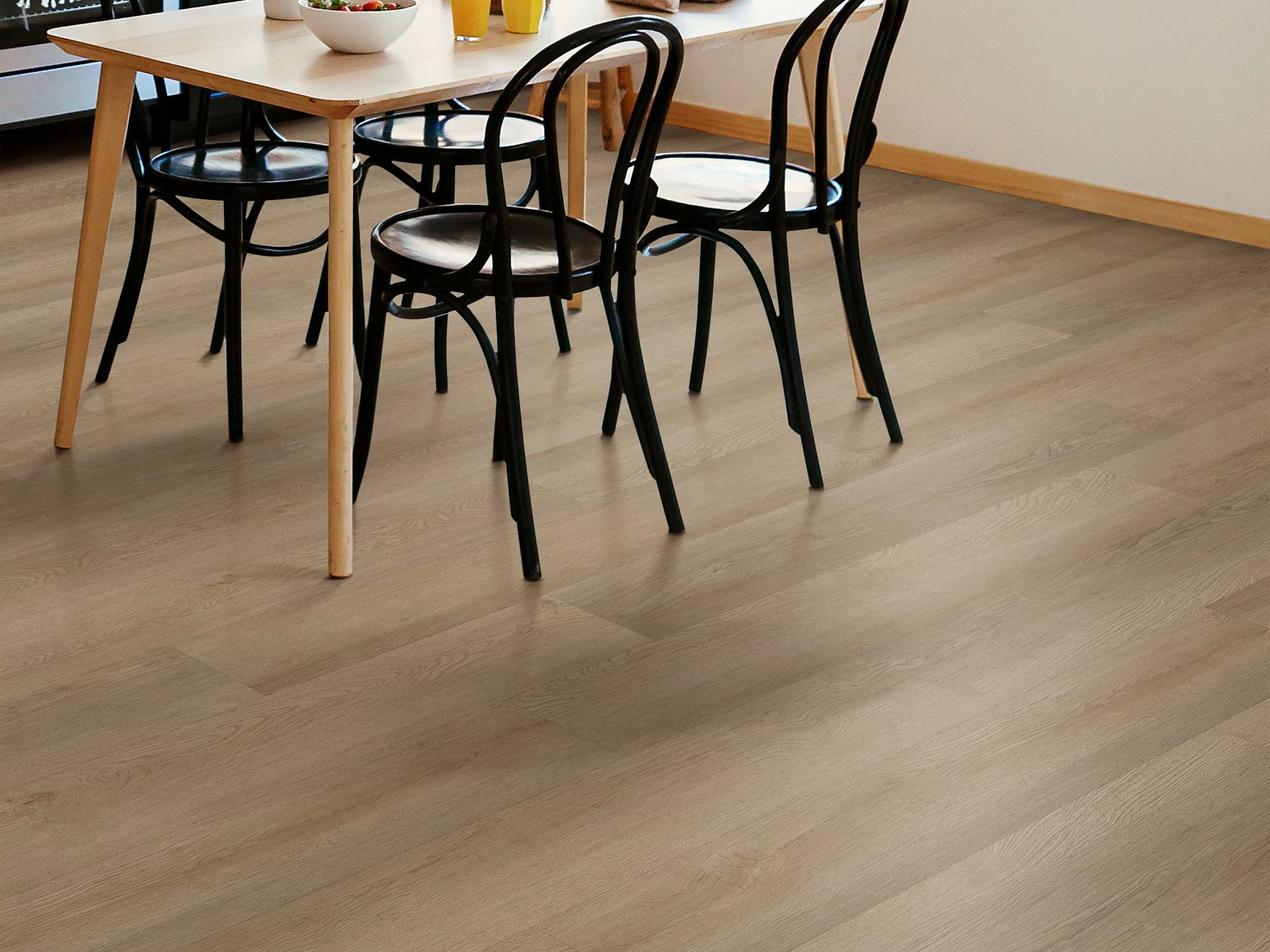 Ohlone Oak flooring, shown in a room