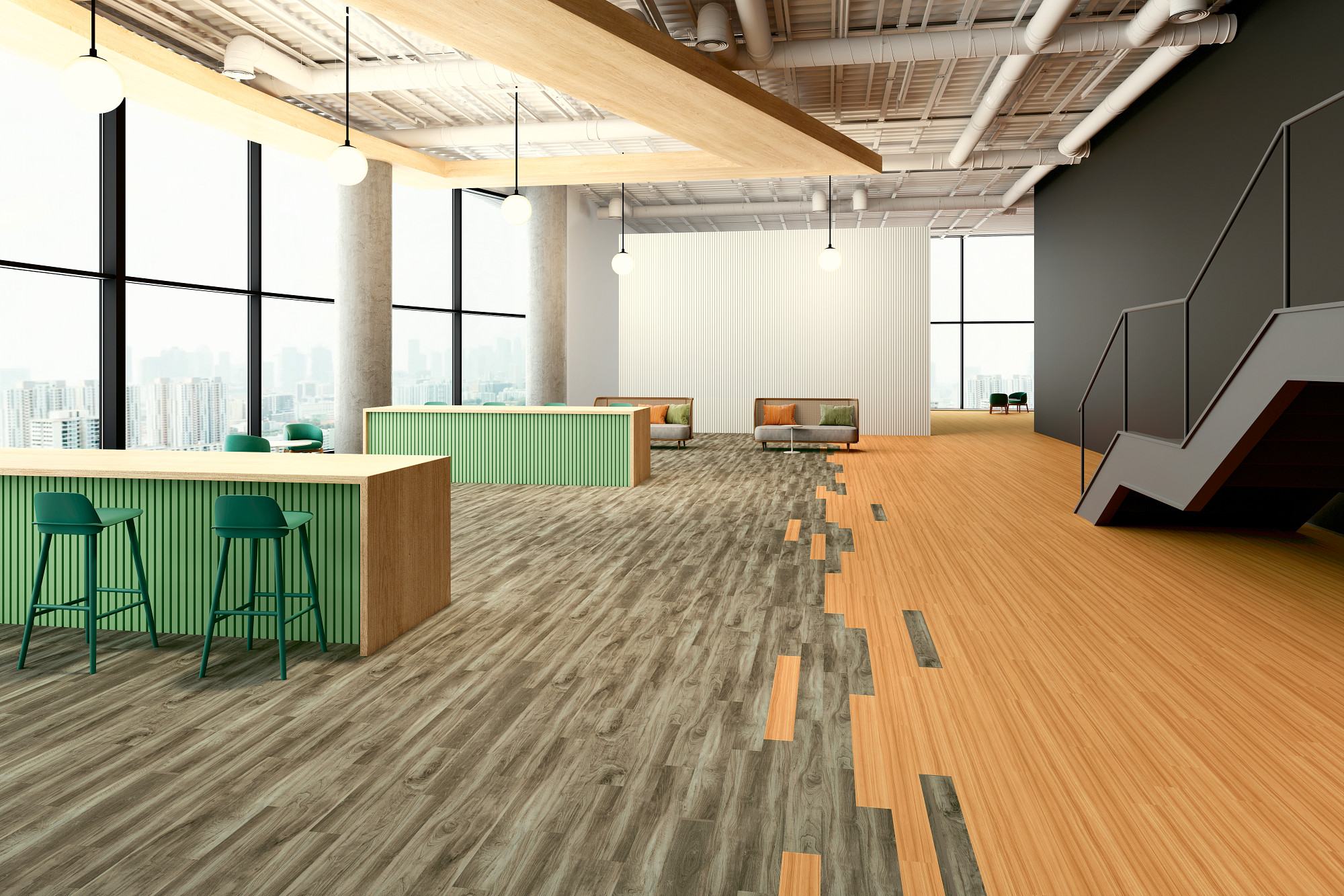 Sparrow flooring, shown in a room