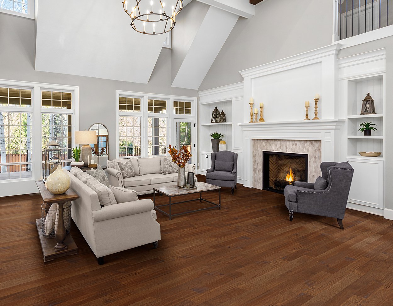 Burnt Umber flooring, shown in a room